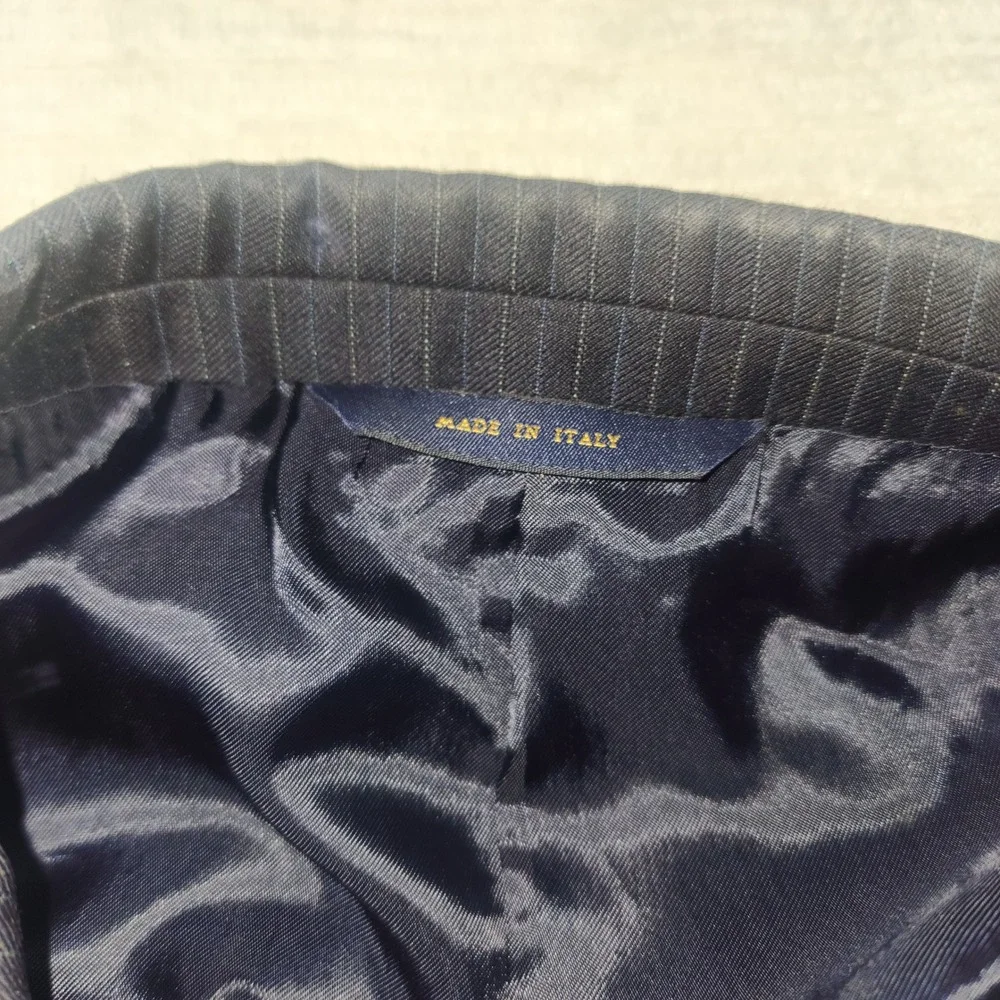 Brooks Brothers 1818 Madison Suit Mens 43R 38W Navy Pinstripe Wool Italy VBC